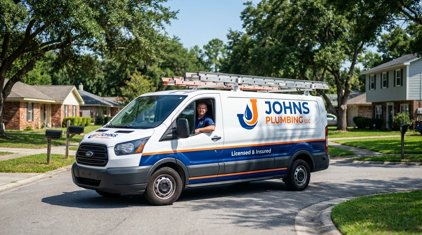 Johns Plumbing LLC service van in Donaldsonville, LA