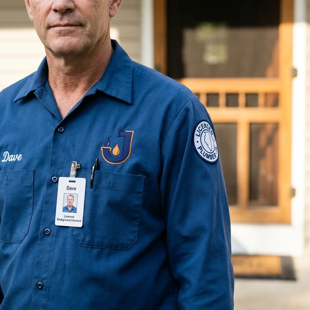 Licensed plumber showing ID badge in Donaldsonville, LA