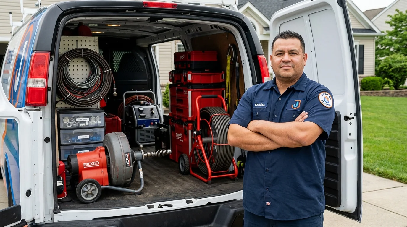 Professional drain cleaning equipment and Johns Plumbing LLC plumber in Donaldsonville