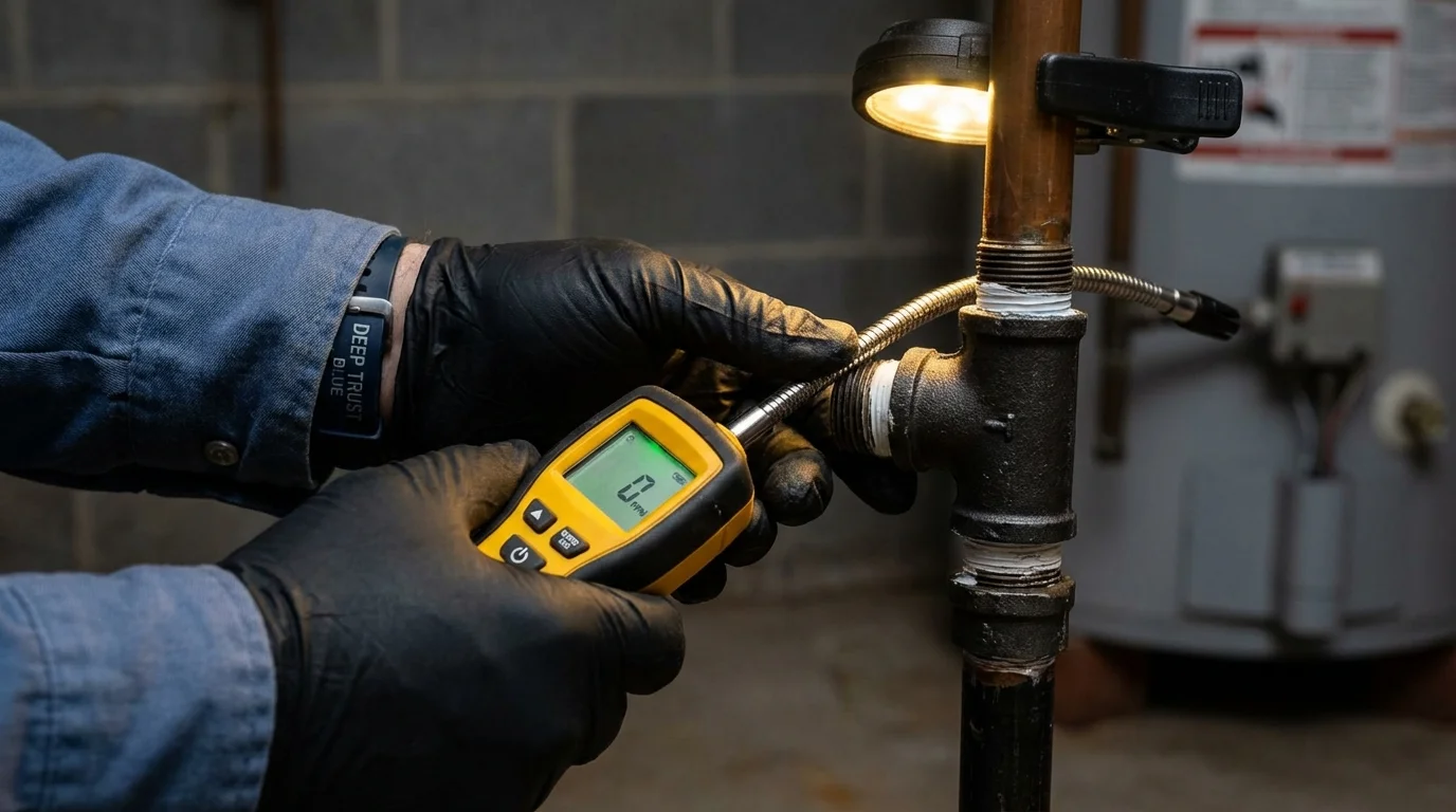 Gas leak detection with electronic sniffer by Johns Plumbing LLC in Donaldsonville