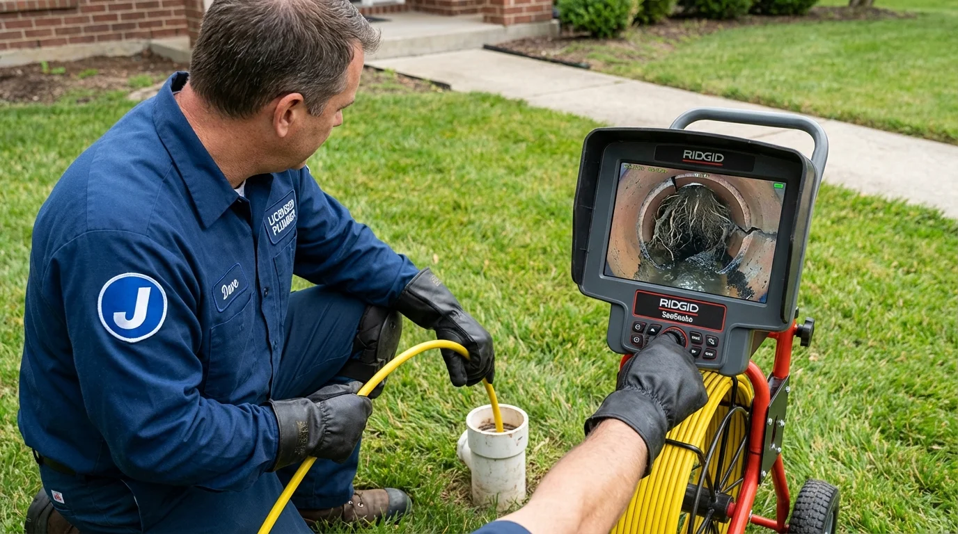 Sewer camera inspection being performed by Johns Plumbing LLC in Donaldsonville