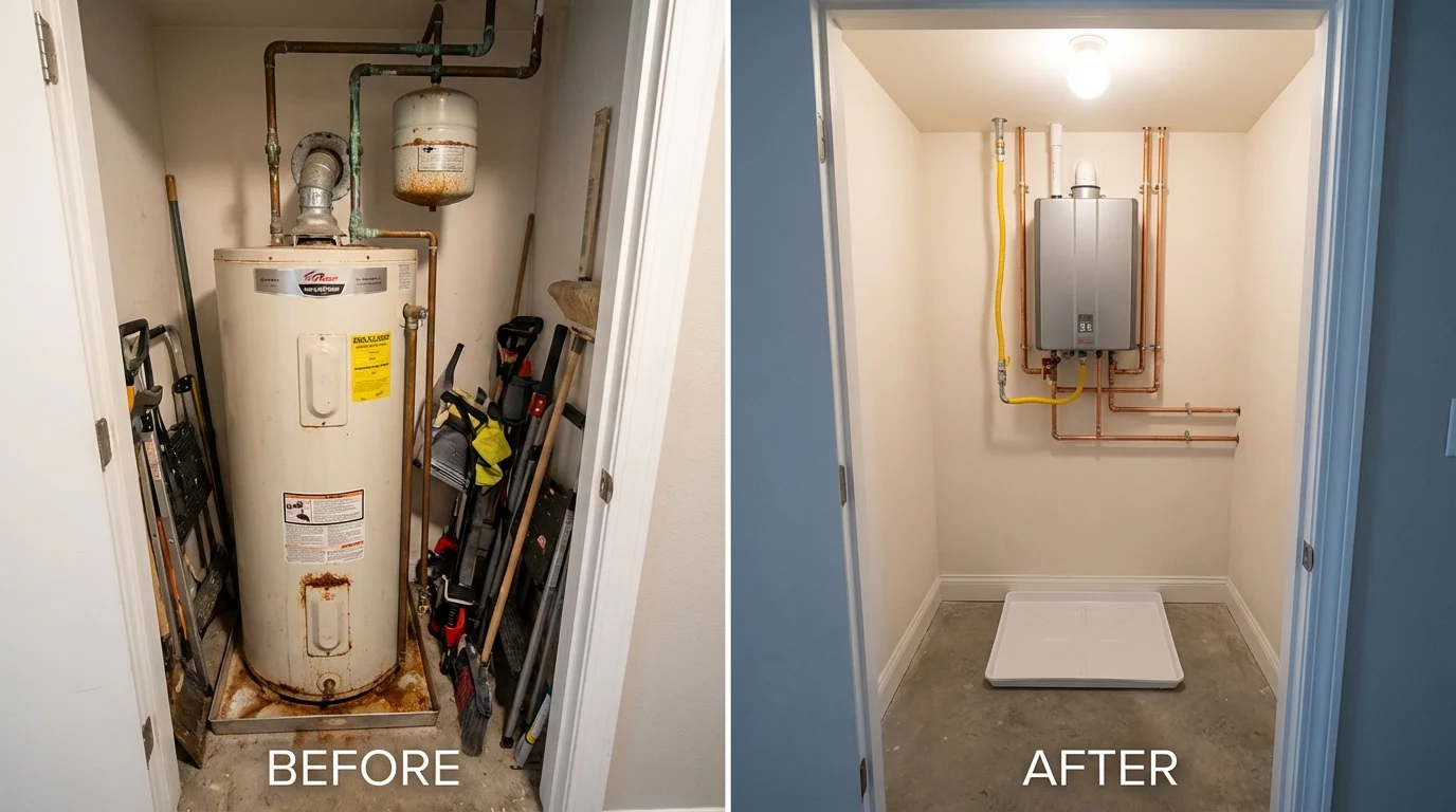 Tank water heater versus wall-mounted tankless unit comparison for Donaldsonville, LA homeowners