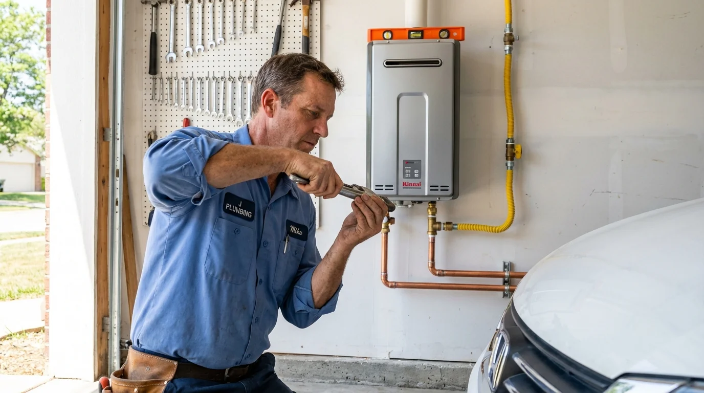 Tankless water heater installation by a Johns Plumbing LLC plumber in Donaldsonville